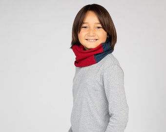 Red and Blue - Pure Cashmere Infinity Scarf for Kids