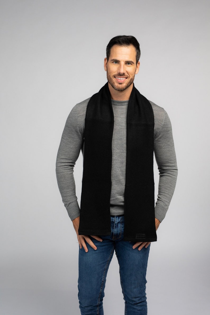 Black Pure Cashmere Open Scarf for Men and Women Open Scarf