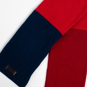 2 Tone Cashmere Scarf for Men and Women, Two Tone Infinity Loop Scarf for Men and Women Red and Blue image 5