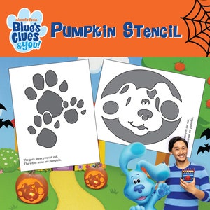 Blue&#39;s Clues and You Pumpkin Carving Stencil Template Printable - Print From Home Digital Download - 2 Included