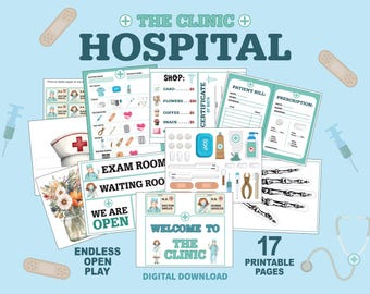Hospital Doctor Nurse Pretend Play Kit - Kids Open Ended Play Games - Digital Download