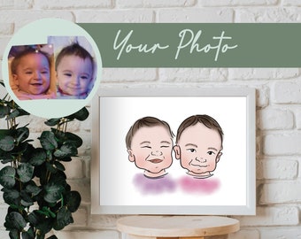 Custom Caricature Personalized Digital Photo Family Portrait