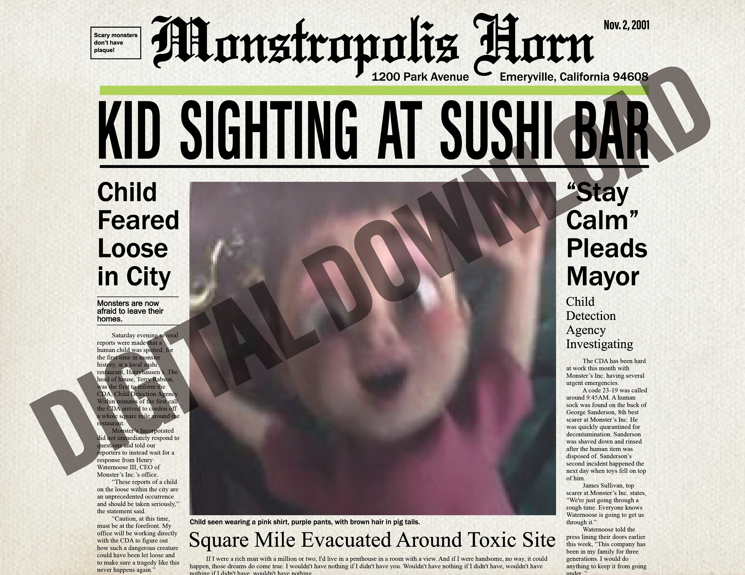 Monster's Inc. Newspaper Cover Etsy