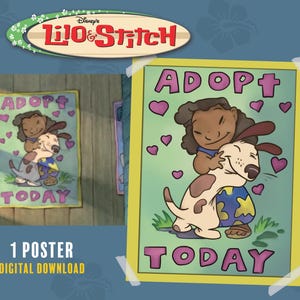 Réplica del póster hawaiano "Adopta hoy" de Lilo y Stitch - Descarga digital
