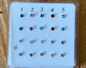 Square Nose Piercing Tiny Cube Stud Cube stud Square Cartilage Earring Square Stud Cube Nose Ring Sterling Silver Nose Bone Nose Stud
