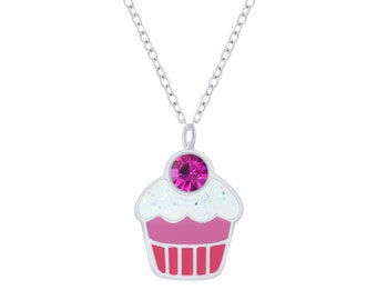 Silver Cupcake Necklace • 925 Sterling Silver • Cute Cupcake Necklace • Kids Jewelry • Children's Necklace • Cupcake Jewelry • Cute Necklace