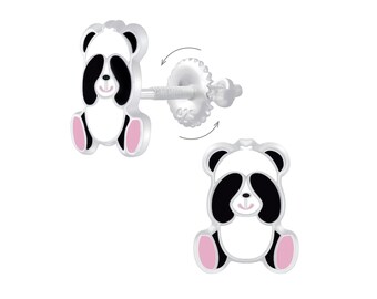 Cute Red Panda Stud Earrings In Sterling Silver By Silver Rain Silver