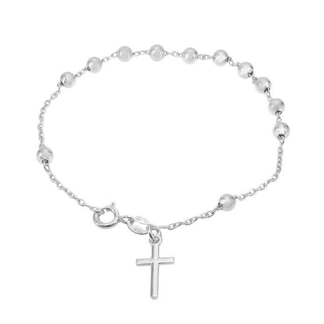 Silver Rosary Bracelet 925 Sterling Silver Baptism Etsy