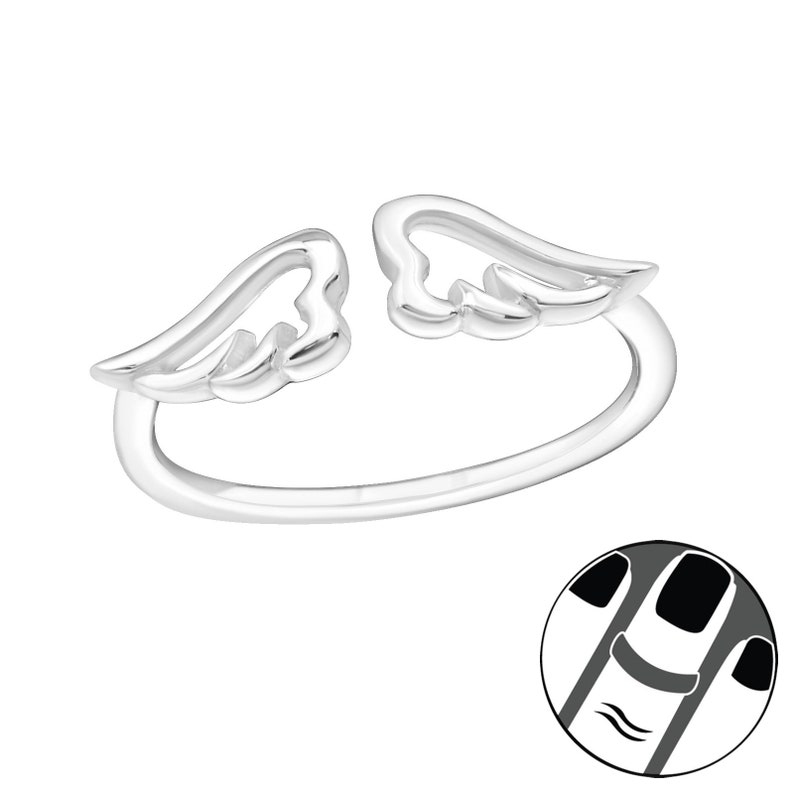 Angel Wing Ring 925 Sterling Silver Silver Midi Rings Etsy