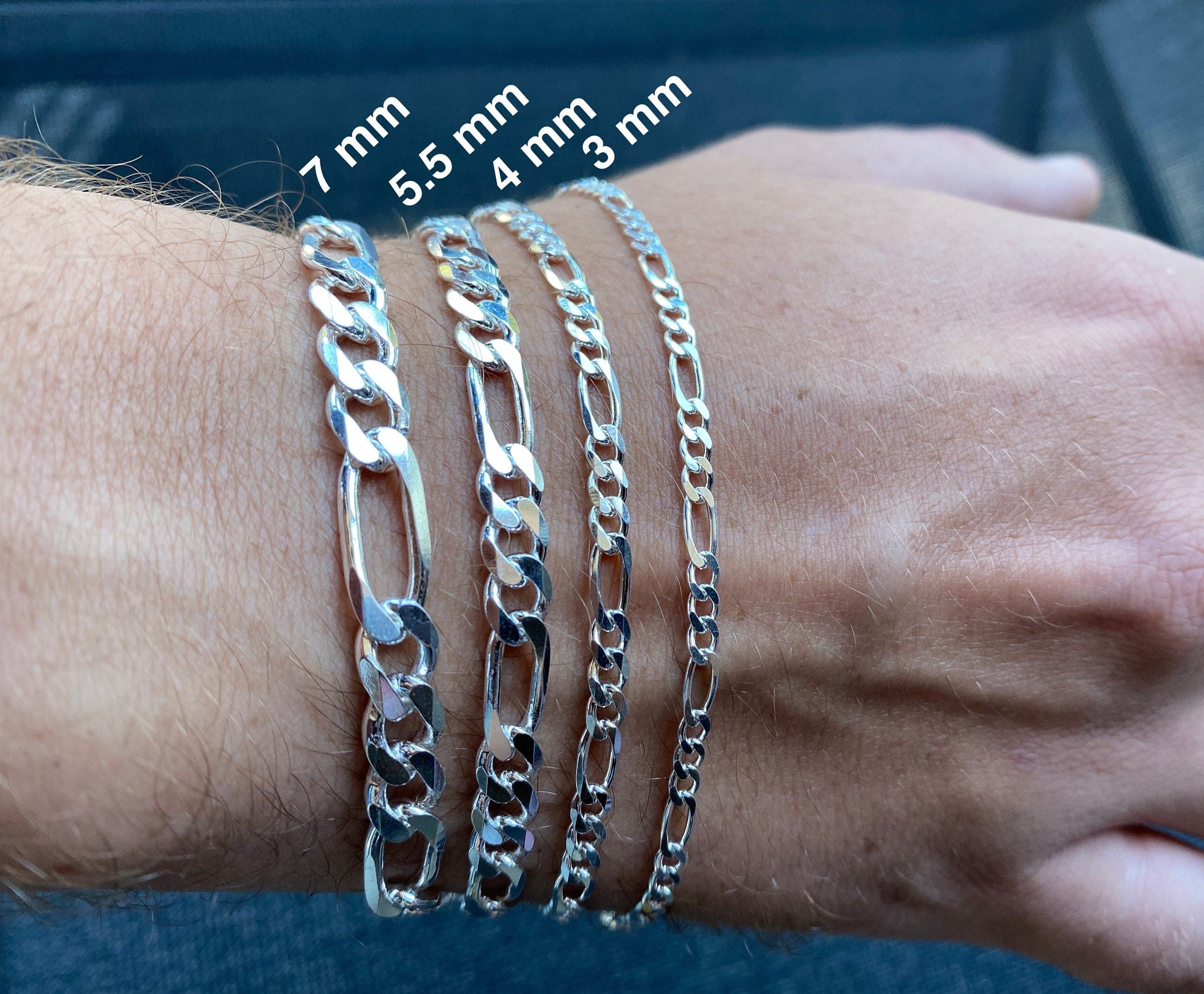 Men's Silver Bracelet Men's Silver Necklace Chain Bangle Gents Male