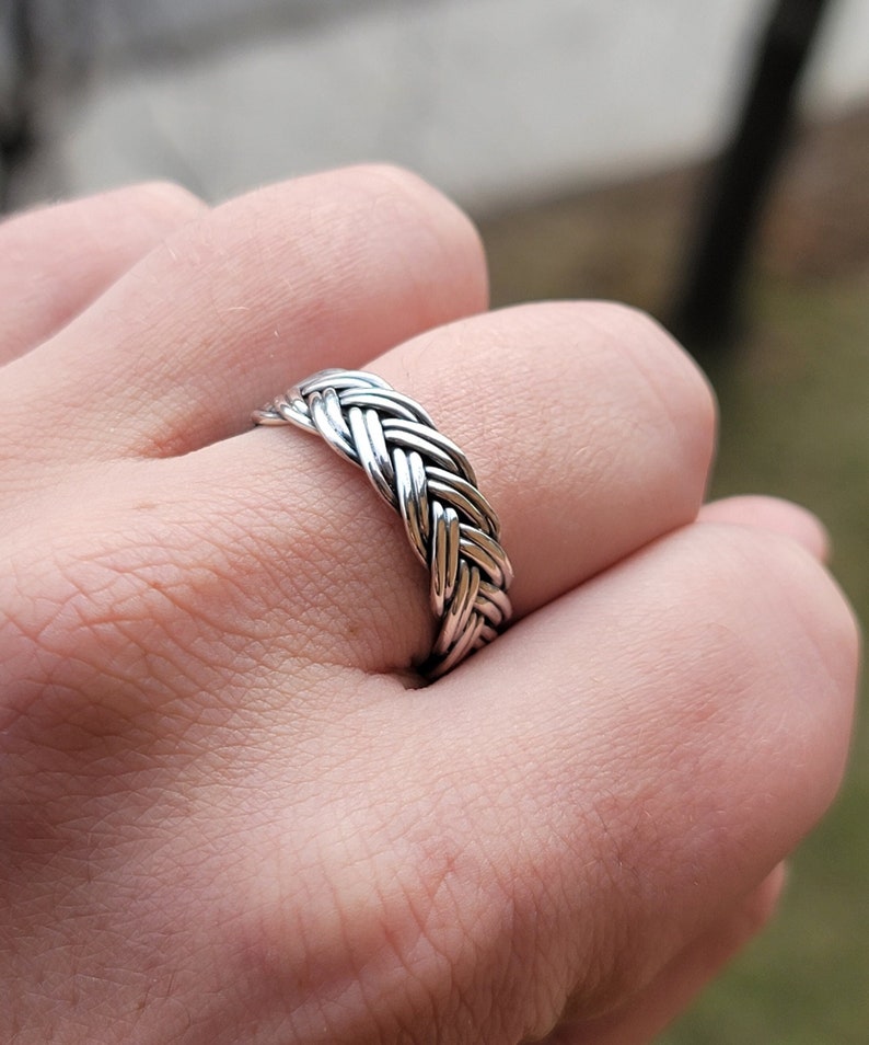 BRAID STACKING TWISTED 2 MM Thick Band Ring Sterling Silver.925 Sizes 5 or 6 