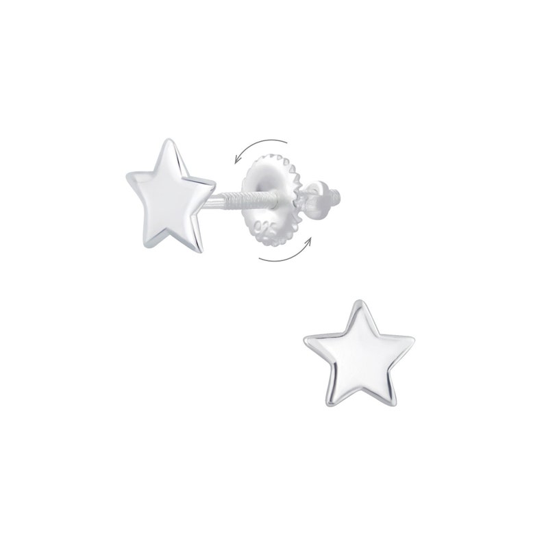 Sterling Silver Screw Back Earrings Openwork Star Design    NAT7