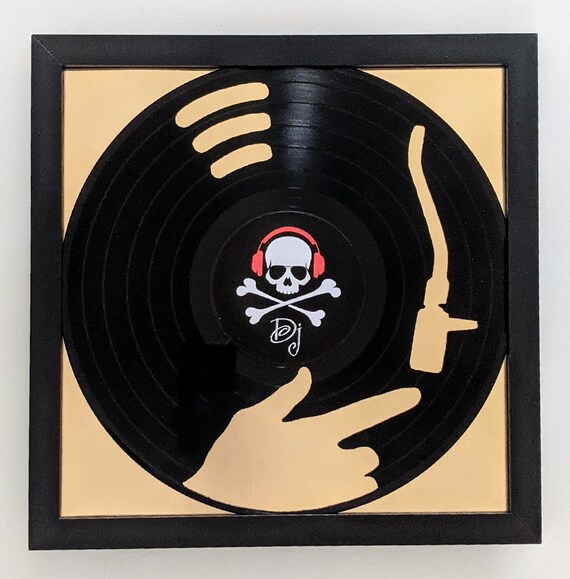 DJ, Art, Carved Vinyl Record, Sign, Music, Gift, Wall Decor