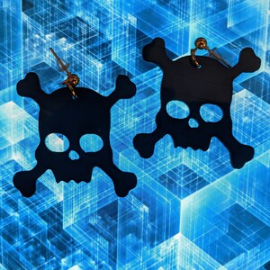Jewelry, earrings, skull, handmade, vinyl record, art, upcycled, fashion, goth