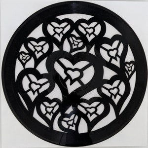 Hearts, Art, Love, Vinyl Record, Gift, Decor, Handmade, Upcycled