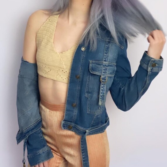 Vintage 90s Beige Knit Festival Bralette