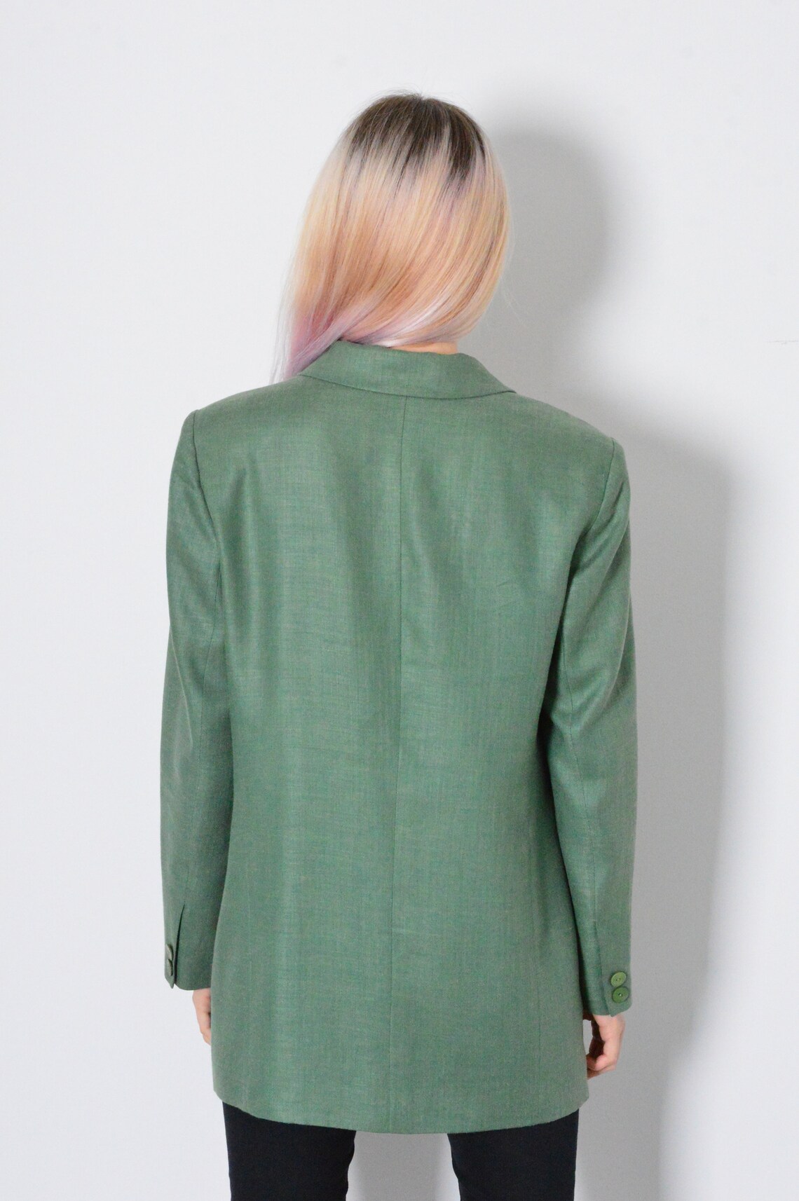 Vintage 90s Linen Green Blazer Etsy