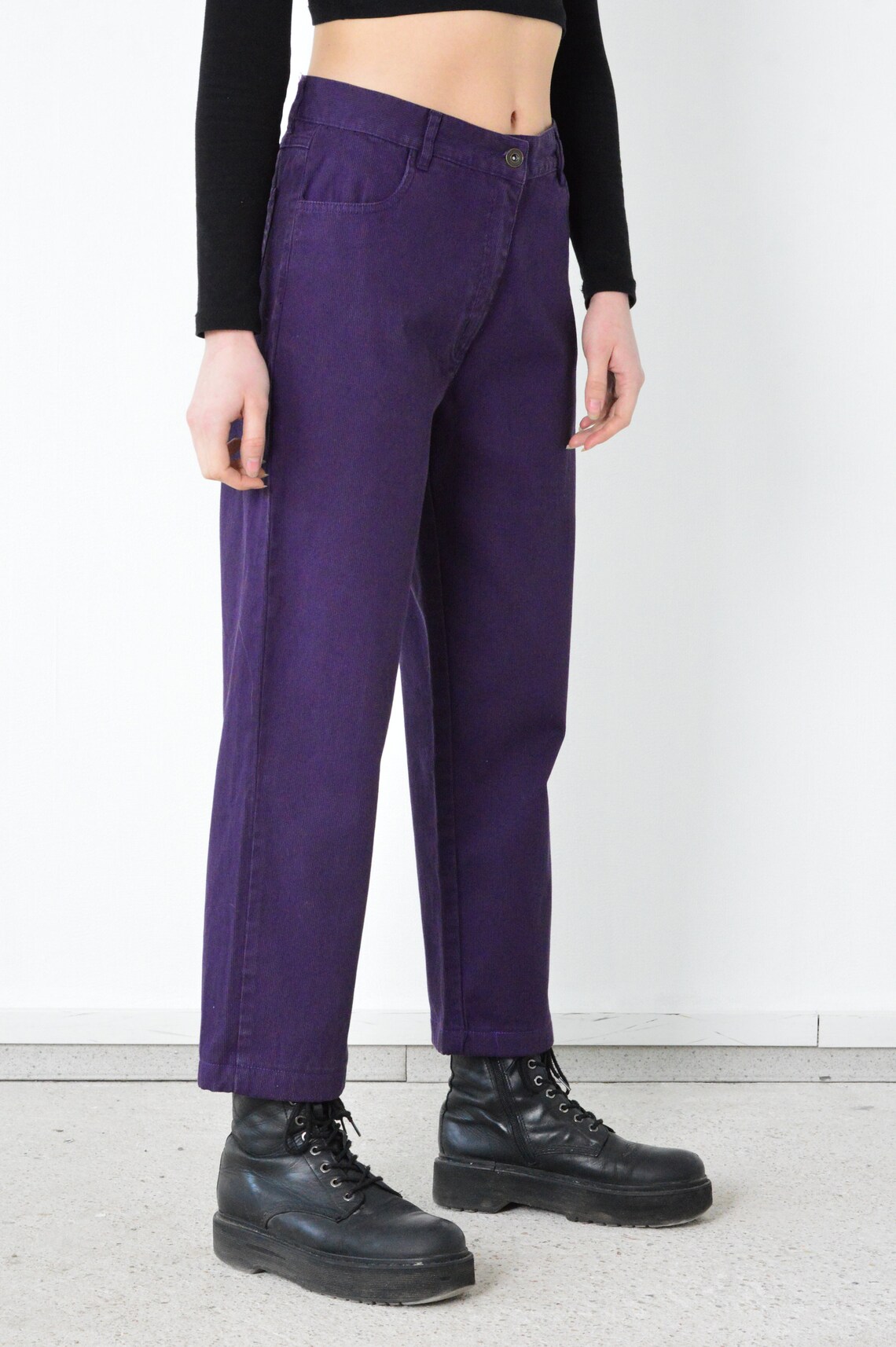 Vintage 90s Purple Women Striped Pants Size 27 Etsy