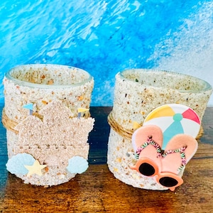 Beach Sand Candle: Seashell Accents, Coastal Decor