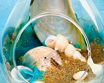 Virginia Beach Sand Art Terrarium: Coastal Encaustic Seascape
