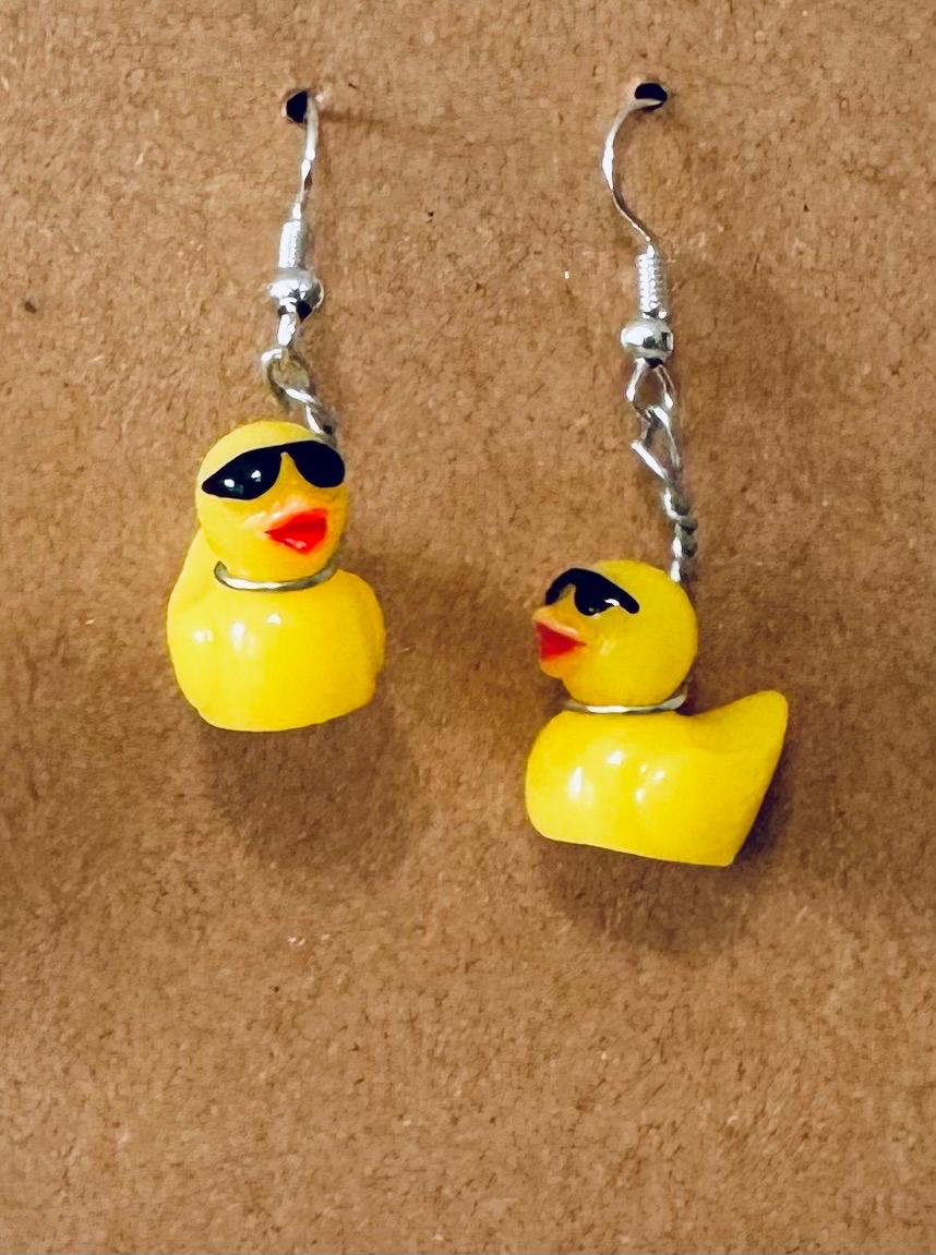 Fun Duck Earrings, Sunglass Ducks, Jeep Ducks, Cruise Ducks, Hanging Earrings, Birthday Gift, Kids Gift, Fun Jewlery, Duck Party Decor, Gift