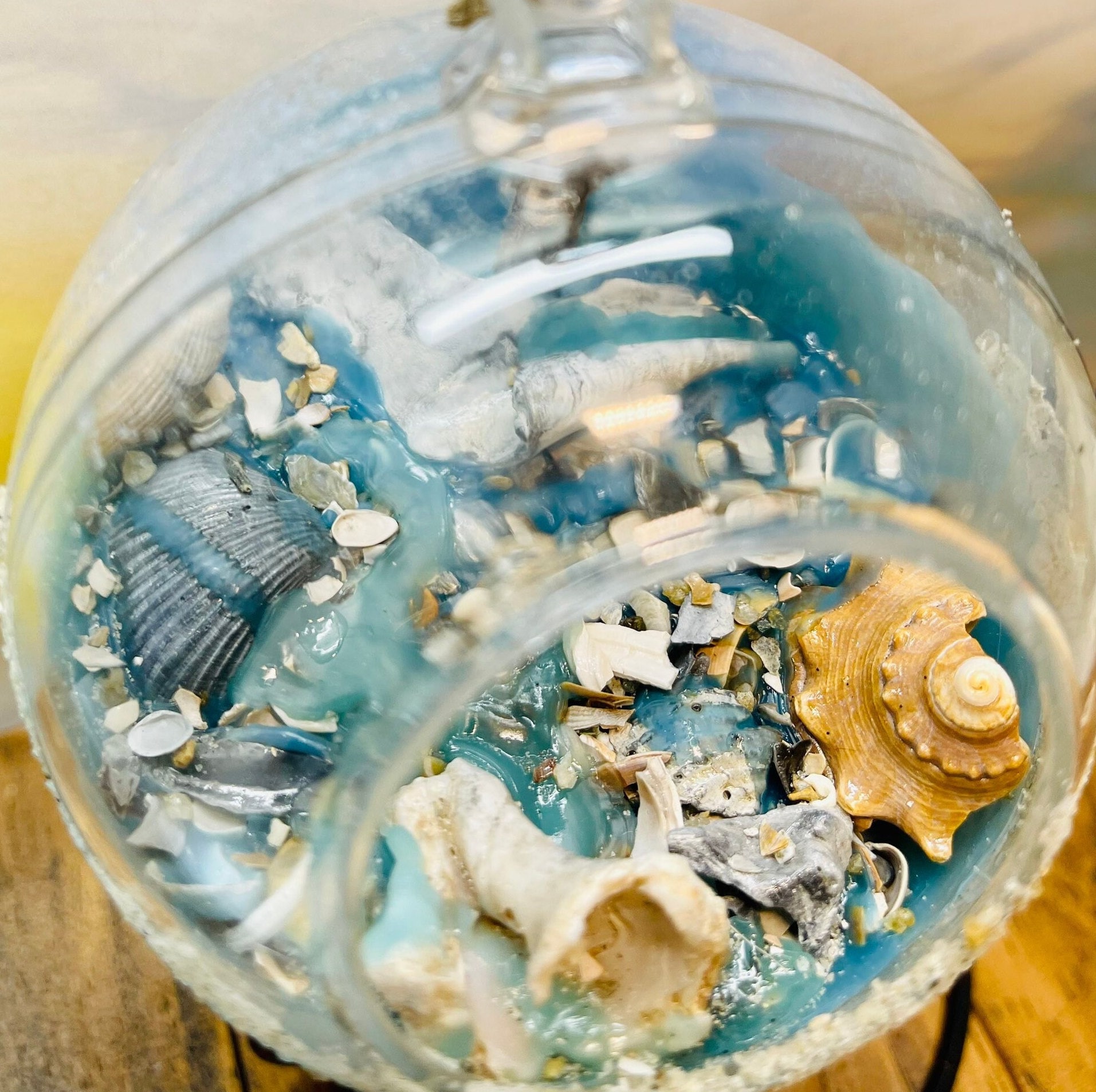 Tybee Island Terrarium Beach Art with Stand, Driftwood Decor, Beachy Room Decor, Gifts for Dad