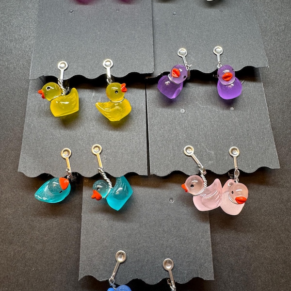 Clip On Duck Earrings, Glow in the Dark, Jeep Ducks, Cruise Ducks, Clip on Earring, Birthday Gift, Kid Gift, Summer Jewelry, Coastal Jewelry