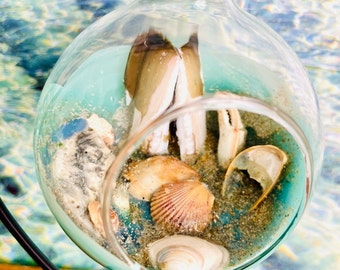 Ocean City Maryland Sand Art Terrarium: Coastal Hanging Artwork