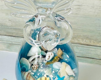 Statuetta in vetro di angelo da spiaggia da appendere, decorazione per scrivania, decorazione religiosa, regalo di nozze, decorazione spirituale