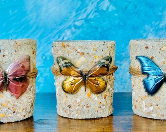 Butterfly Candles, Butterfly Decor, Living Room Decor, Container Candle, Birthday Gifts for Her, Girl Gifts, Sand Candles, Candle Gift Set