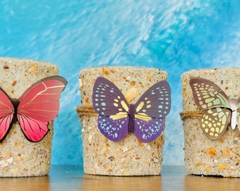 Butterfly Beach Candle Set, Colorful Butterflies, Gift for Wife, Butterfly Decor, Spring Candles, Set of Three, Glass Candle, Birthday Gifts
