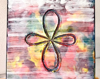 Croix à l'encaustique murale sculptée à la main, croix texturée, décoration d'intérieur religieuse, cadeau spirituel, cadeau de mariage,