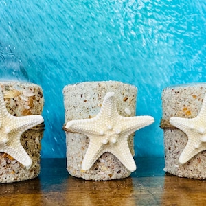 Starfish Beach Candle Set: Seashell Sand Candleholder, Coastal Decor