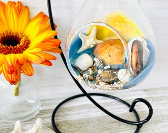 Beach Terrarium, Hanging Art, Beach Sand, Mood Boosting Art, Ocean Decor, Birthday Gift, Abstract Glass Art, Beach Gift, Unique Gifts, Ocean