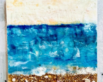 St Augustine Beach Art, Encaustic Artwork, Seascapes, Beach Decor, Coastal Grandma, New Home Gift, Gift for Dad, Unique Home Art, Art Gift