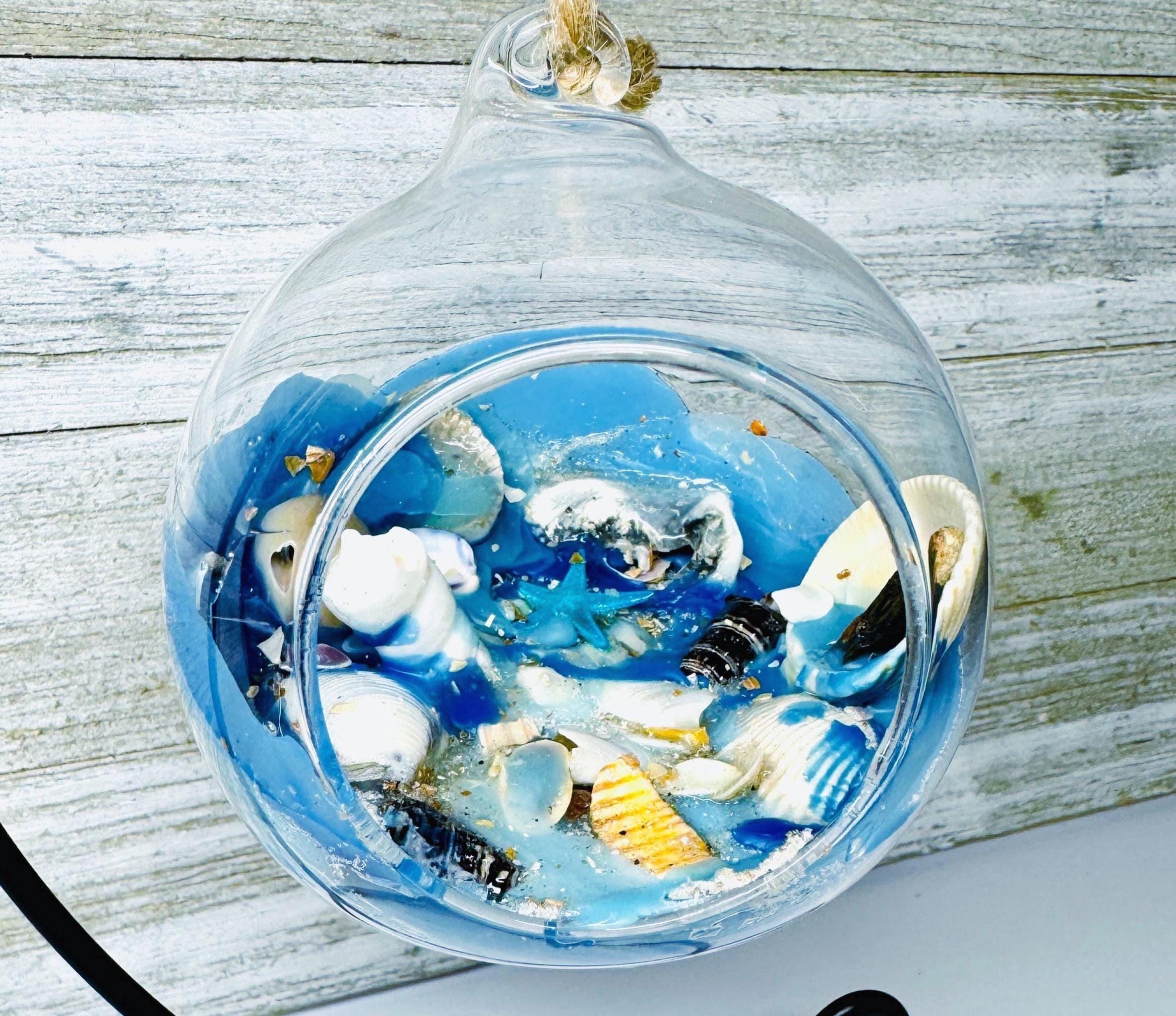 St Augustine Beach Glass Art with Stand, Beach House Decor, Housewarming Gift, Coastal Ornament,