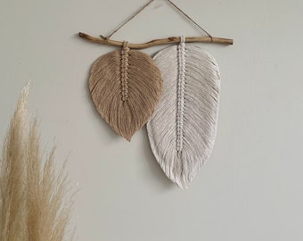 Macrame Feathers, Macrame Leaf, Wall Hanging, Bohemian Decor, Macrame Decor