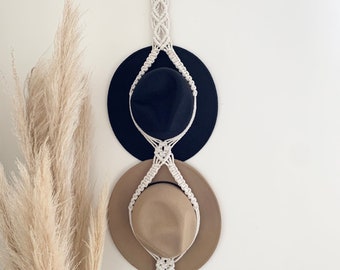 Macrame Hat Hanger – 1, 2, or 3 Tier Boho Hat Organizer for Wall