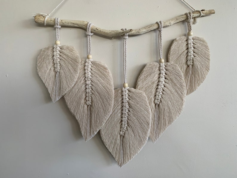 Plumas de Macrame Hoja de Macrame Colgado de Pared Etsy