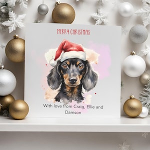 Pack de cartes de Noël personnalisées que vous pouvez envoyer comme carte familiale personnelle ou depuis votre teckel de compagnie.