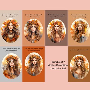 Affirmations quotidiennes imprimables pour l'automne, renforcement de la confiance en soi, soins de soi, motivation, cartes sur le thème bohème, impression et cadeau à une sœur, une tante, une maman