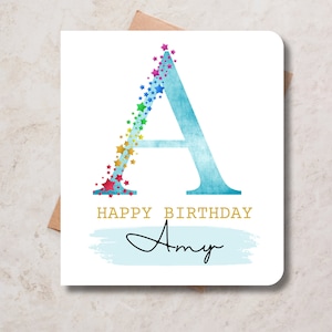 Carte d'anniversaire personnalisée avec monogramme initial. Parfait pour l'adolescent ou la préadolescente, lui ou elle. Maman, papa, soeur, meilleur ami, être cher.