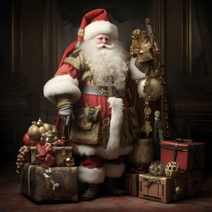 Santa Portrait to download and print, A beautiful wall art that is printable, Perfect for home or to gift a loved one, cottagecore decor,