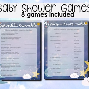 Twinkle Twinkle Baby Shower Games: Sun, Moon, Stars, Cute, Gender Neutral, Sweet Dreams, Printable, Games Bundle, Galaxy, Celestial, Pastel