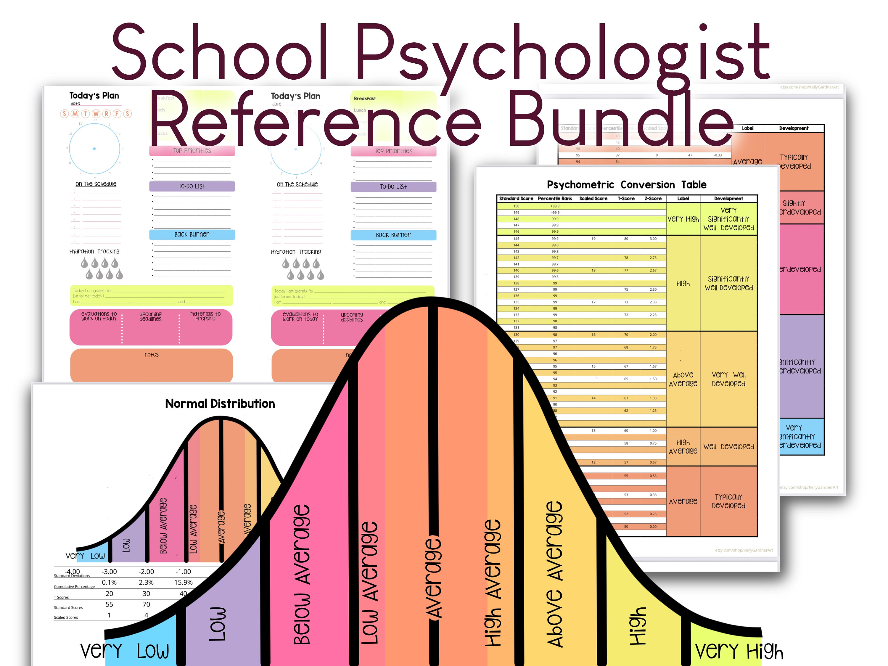 School Psychology Reference Bundle Normal Curve Conversion Etsy
