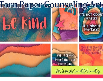 Torn Paper Counseling Wall Art: Printable Mental Health Posters for Home, Classroom, Counseling Offices, Therapy, Mistakes Prove You&#39;re Try