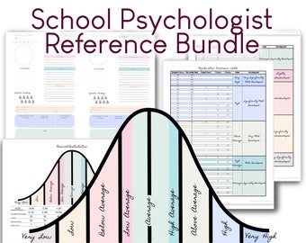 Pacchetto di riferimento per la psicologia scolastica: curva normale, pianificazione quotidiana, tabelle di conversione psicometrica, risorse della scrivania, organizzazione, stampa, cose da fare