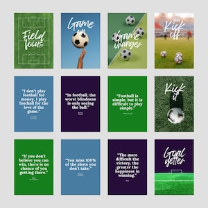 Football Poster Set | Digital Printables for Young Fans | 12 Printable Posters | Quotes & Photo Art | ZIP Download