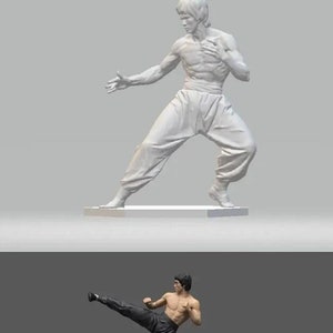 Bruce Lee Siu-long Twee-3D STL-parkafdrukken,3D STL-bestanden voor 3D-printer,3D-printmodel Cadeau voor actiefilmliefhebber Cartoon 3D-actiefiguur