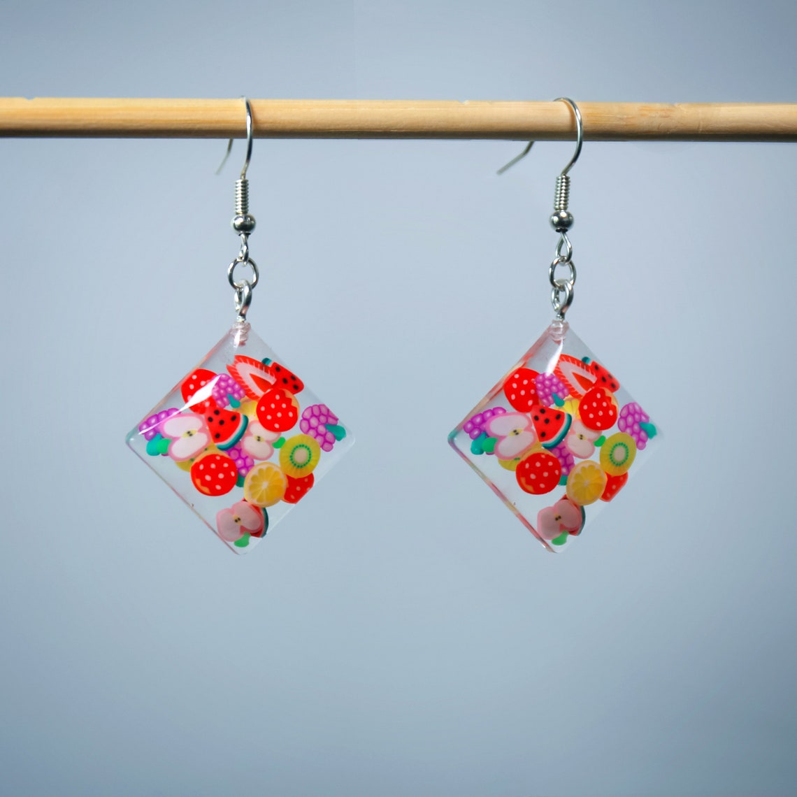 Fruit Creative Resin Earrings Flower Dangling Earrings Epoxy Etsy